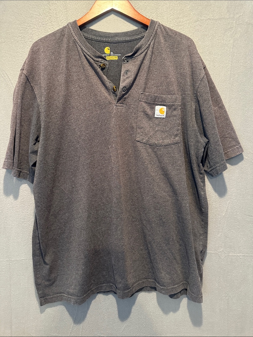 Carhartt Men's Short-Sleeve Henley Pocket Tee - Charcoal Gray